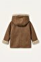 Hooded Faux Fur Suede Coat Baby Girl H3536A526Au - 2