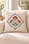 Sage Red Ethnic Floral Patterned 4 Pillow Covers 1 Runner 5 Piece Set - 6