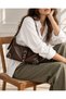 Brown Women's Shoulder Bag with Silver Belt Detail - 2
