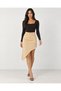 Women's Tassel Detailed Asymmetrical Cut High Waist Linen Skirt - 3