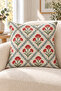 Sage Red Ethnic Floral Patterned 4 Pillow Covers 1 Runner 5 Piece Set - 5