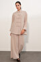 Women's Oversize Shirt Pants Linen Two-Piece Set 30126 - Beige