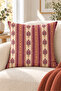 Powder Burgundy Ethnic Floral Patterned 4 Pillow Covers 1 Runner 5 Piece Set - 7