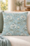 Light Blue Beige Botanical Patterned 4 Cushion Covers 1 Runner 5 Piece Set - 5
