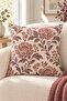 Powder Burgundy Botanical Patterned 4 Throw Pillow Covers 1 Runner 5 Piece Set - 8