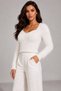Women's V-Neck Long Furry Bearded Knitwear Crop Sweater - 7