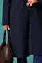 Galaxi Women's Large Size Pocketed Buttoned Long Cap 4001 Navy Blue - 3