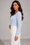Women's V-Neck Long Furry Bearded Knitwear Crop Sweater - 3