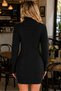 Women's Long Sleeve Turtleneck High Neck Front Back Hairnet Thessaloniki Knit Patterned Links Detailed Stylish Elegant Casual Black Knitwear Mini Tunic Dress - 3