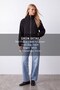Women's Black Stand Collar Zippered Lined Double Pocket Oversize Cashmere Coat Alc-X15871 - 2