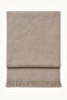 Women's Beige Oversized Soft Textured Tasseled Winter Shawl Scarf – Wide Shoulder Shawl - 2