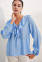 Women's Collar Detailed Blouse 40034 - Blue