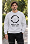 Men's Circular Arrow Symbol and Mixed Text Printed Crew Neck Casual Regular Fit Sweatshirt