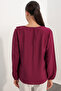 Women's Collar Detailed Blouse 40034 - Claret Red - 6
