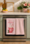 Cocoa Pink Wishes Pink Hot Chocolate and Pink Plaid Christmas Patterned 2-Piece Kitchen Towel Set 35X55