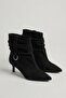 Shape Slouchy Drawstring Wide Ankle Side Belt Detailed Short Heeled Pointed Toe Women's Boots Bootie - 3