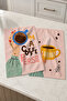Coffee First Darling Coffee Enthusiast Girl Pink Retro Kitchen Patterned 2-Piece Kitchen Towel Set 35X55 - 2