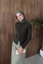 Turquoise Drawstring Buttoned Cardigan Khaki - 4
