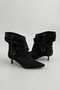 Shape Slouchy Drawstring Wide Ankle Side Belt Detailed Short Heeled Pointed Toe Women's Boots Bootie