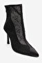 Gwena Black Stone Mesh Women's Heeled Boots - 6