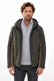 Men's Relax Fit Classic Cut Adjustable Hooded Zippered Color Block Pocketed Khaki Puffer Jacket - 8