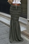 12955 khaki striped ruched maxi woven skirt