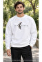 Men's Minimalist Moon Phase and Enthusiasm Text Printed Crew Neck Casual Regular Fit Sweatshirt