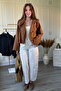 Neck-Tieable Stand Collar Suede Jacket - 8