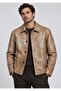 Camel Theo Men's Vintage Vintage Genuine Leather Coat - 2