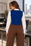 Women's Navy Blue Knitwear Fabric V-Neck Button Detailed Sleeveless Vest Blouse 9902 - 3