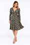 Women's Plus Size, Black, Wrap Collar, Floral Pattern Lycra Viscose Dress 65N39630 - 3