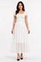 Women's Elastic Waist Lined Long Pleated Chiffon Skirt - White