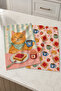 Marmalade Morning Cat Jam Toast and Coffee Patterned Orange Cute 2-Piece Kitchen Towel Set 35X55 - 3
