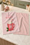 Cocoa Pink Wishes Pink Hot Chocolate and Pink Plaid Christmas Patterned 2-Piece Kitchen Towel Set 35X55 - 3