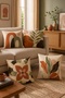 Cream Floor Leaves Patterned 4-Piece Throw Pillow Cover Set - 2
