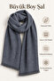 Women's Gray Blue Oversized Soft Textured Tasseled Winter Shawl Scarf – Wide Shoulder Shawl - 5