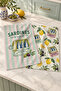 Pastel Sardine Picnic Pastel Pink Blue Sardine and Lemon Patterned Kitchen Towel Set of 2 35X55 - 3