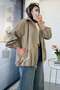 Premium Collar Tie Zipper Bomber Trench Coat - Khaki - 4