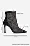 Gwena Black Stone Mesh Women's Heeled Boots - 5