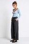 Double Belted Woven Palazzo Trousers Lby0081 Anthracite - 3