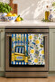 Sunlit Sardines Sardine Lemon and Yellow Blue Striped Mediterranean Kitchen 2-Piece Kitchen Towel Set 35X55