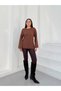 Women's Brown Seersucker Textured Wide Sleeve Blouse Frv0230 - 3