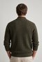Men's Zippered Cardigan Regular Fit Half Turtleneck Khaki Knitwear Jacket Relaxed Fit Waffle Knit Green - 7