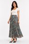 Women's Patterned Elastic Waist Lined Long Pleated Chiffon Skirt - Desen15 - 2