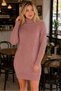 Women's Long Sleeve Turtleneck High Neck Front Back Hairnet Thessaloniki Knit Patterned Links Detailed Stylish Elegant Casual Cinnamon Knitwear Mini Tunic Dress - 7