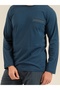 Men'S, 100% Cotton, Crew Neck, Pocket Detail, Navy Blue Long Sleeve Pajama Set - 2