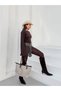 Women's Bitter Brown Crew Neck Spanish Sleeve Blouse Frv0154 - 5