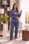 Seasonal Fabric Crew Neck Long Sleeve Large Size Women's Pajama Set 400 - 4