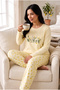 Seasonal Fabric Crew Neck Long Sleeve Large Size Women's Pajama Set 400 - 2