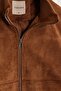 Men's Relax Fit Comfortable Cut Stand Collar Zippered Lined Suede Look Knitwear Brown Coat with Sleeve Pockets - 5
